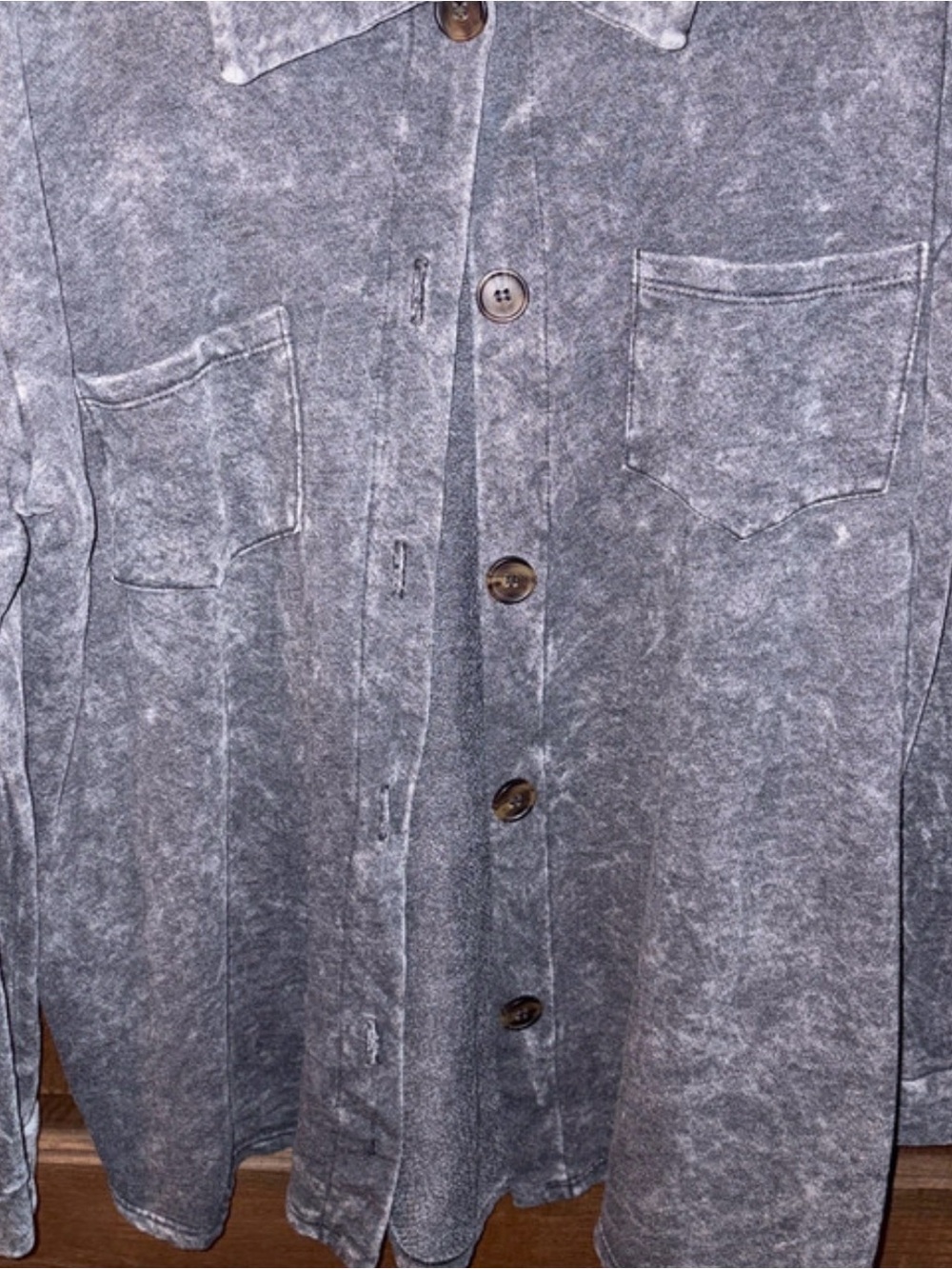 Washed Grey Button-Up Shacket - Picture 3 of 3